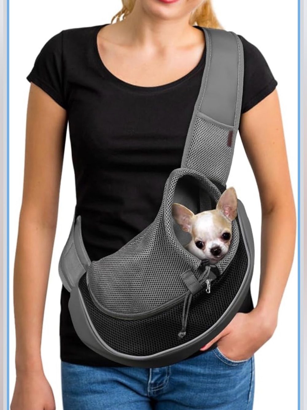 Pet Sling Carrier for 10-15 lbs Small Dogs Hands-Free Puppy Carrier